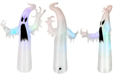 Produktbild von Aufblasbare Halloween Deko - Geist 240 cm - Mit LED Beleuchtung - Für Garten Hof Rasen - Weiß