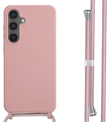 Imagen del producto de Funda de Silicona con Cuerda para Samsung Galaxy S24 FE - Sand Pink