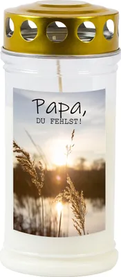 Produktbild von Gedenkkerze klein, Papa, Du fehlst mit Golddeckel, Brenndauer bis zu 4 Tagen