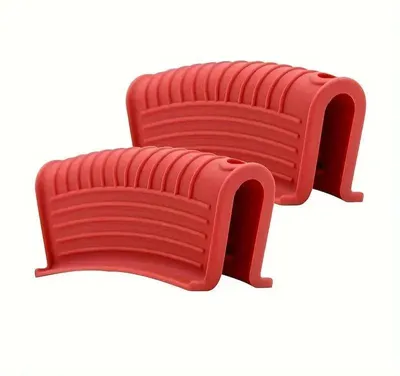 Image de Cache-poignée de casserole en silicone, conception résistante à la chaleur, compatibilité universelle, rouge, 1 lot