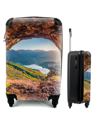 Produktbild von MuchoWow® Koffer Handgepäck Trolley Rollkoffer Kleine Reisekoffer mit 4 Rollen - Höhle - Berg - Landschaft - Natur - Cabin Size < 55x40x23 cm & 55x40x20 cm - Fotokoffer - Kabinenkoffer - Boardgepäck - Reise-Box - Reisekoffer - Reisegepäck - Koffer mit Bild - Trolley für Kinder
