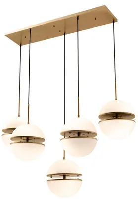 Produktbild von Casa Padrino Hängeleuchte Antik Messing / Weiß 130 x 50 x H. 190 cm - Luxus Hängelampe
