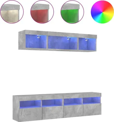 Obrázek produktu pro vidaXL 5dílná nástěnná skříňka s LED osvětlením betonová šedá materiál na bázi dřeva