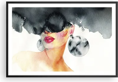 Produktbild von Gerahmtes Poster - Schwarzer Rahmen - Aquarell Modell Brille - 91,5x61 cm - Wand Bild - Wanddeko - Wandbilder - Kunstposter - Wandposter - Bilderrahmen - Bilder - Kunstdruck - P2BAA91x61-4678