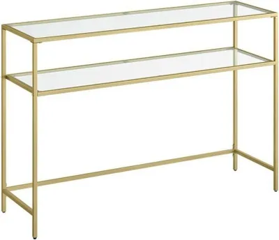 Produktbild von CALICOSY -  Metallkonsole mit 2 Regalen aus gehärtetem Glas L90 cm - SELIA