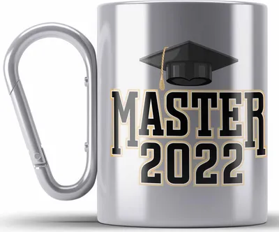 Produktbild von Trendation - Master 2022 Abschluss Geschenk Edelstahl Tasse Karabiner Bestanden Studium Prüfung Graduation (Silber)