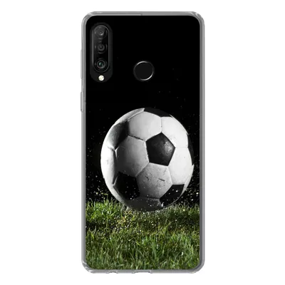 Produktbild von MuchoWow® Handyhülle Schutzhülle Hülle für Huawei P30 Lite Fußball auf der Wiese Silikon Softcase Handy Hülle - Handyhülle