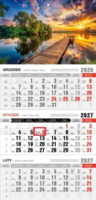 Image de Calendrier 2027, format trio, avec aimant, région des Mazures - "Pan Kalendarzyk"