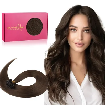 Immagine prodotto di Estensioni per capelli "bonding" a forma di "U", lunghezza 55 cm, peso 50 grammi, colore marrone cioccolato