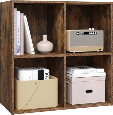 Produktbild von WOLTU Bücherregal Würfelregal 4 Fächer, Büroregal Aktenregal, Holzwerkstoff : Rustikales Braun Farbe: Rustikales Braun