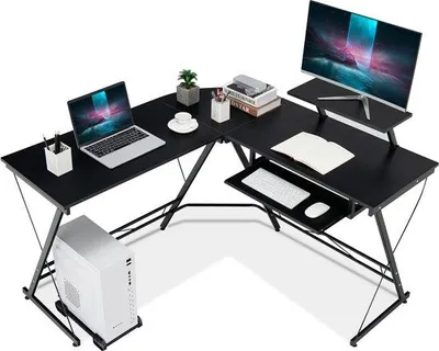 Image de Bureau d'angle noir 126 x 130 x 94 cm