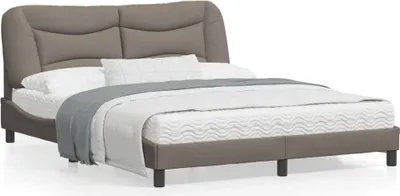 Produktbild von Design Bettgestell mit Kopfteil Taupe 160x200 cm Stoff, Klassische Betten 2024 Neu