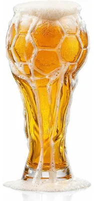Produktbild von Fußballpokal Bierglas 600ml, Pokalglas aus Borosilikatglas, Fanbecher für Fußballabend, Public Viewing & Vereinsfeier