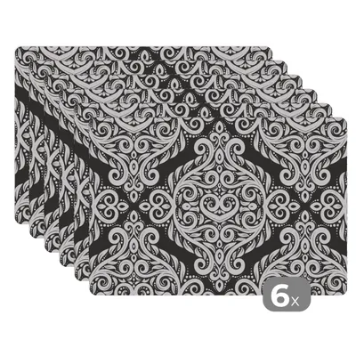 Obrázok produktu pre MuchoWow® Podložky Sada 6 podložiek Umývateľné podložky 30x45x0.3cm Vzor - abstraktný - biely Podložka pod stôl Nekĺzavá a odolná voči teplu