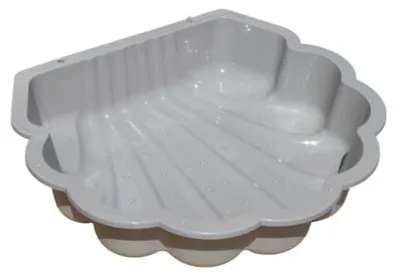 Produktbild von Sand und Wassermuschel Grau mit Sternen 1-teilig Sandkasten und Planschbecken für Kinder robuste Kunststoffmuschel für Garten Terrasse und Balkon