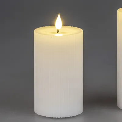Produktbild von LED Kerze STREIFEN H. 12.5cm D. 7.5cm weiß mit Timer Formano