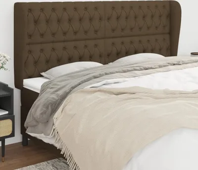 Produktbild von The Living Store Kopfteil mit Ohren Dunkelbraun 203x23x118/128 cm Stoff
