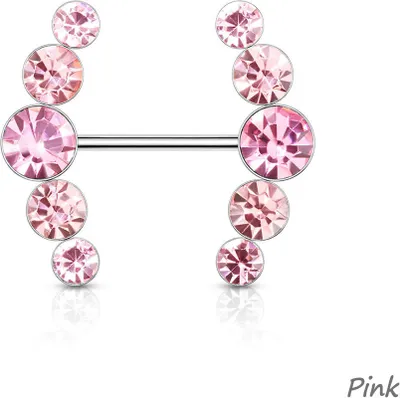 Produktbild von Brustwarzenpiercing Schild mit Kristallen Pink