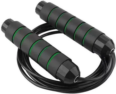 Image de CHPN - Corde à sauter - Corde à sauter - Entraînement - Entraînement cardiovasculaire - Entraînement de force - Poignées en mousse - Fitness - Noir/Vert - Sauter - Veste de saut