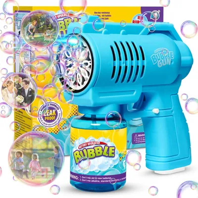 Produktbild von Seifenblasenpistole Seifenblasenmaschine Seifenblasen-Spielzeug - Automatisch - 130 ml Seifenlösung - LED - Blau - Für Kinder und Partys