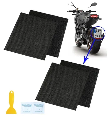 Image de Support de plaque d'immatriculation pour moto, avec système de fixation Velcro, dimensions 180x200 mm, lot de 2, adhésif