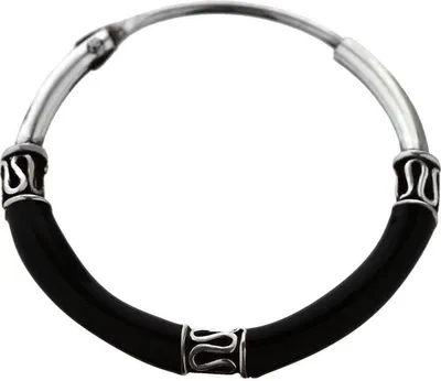 Produktbild von Einzel Schwarze Creolen Lúsía 20mm 925 Sterlingsilber 6468