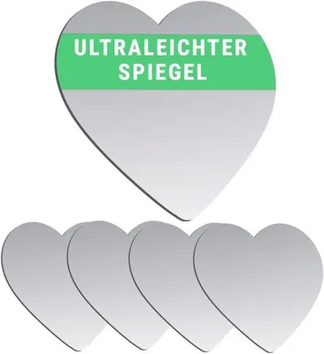Produktbild von Herzform Acrylspiegel Set, 5,5 cm, 5-teilig, ideal für Basteln und Dekoration