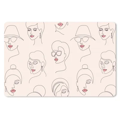 Produktbild von MuchoWow® Schreibtischunterlage Frau - Linienkunst - Muster - Pastell 60x40 cm - XXL Mauspad - Großes Mauspad