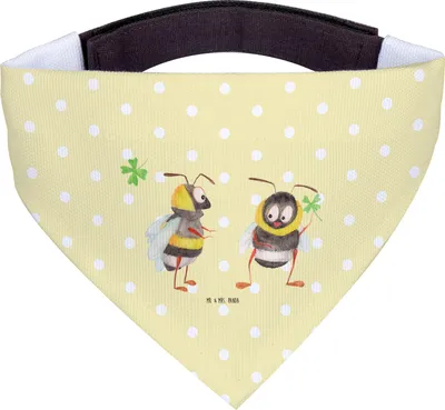Produktbild von Mr. & Mrs. Panda Hundehalstuch Hummeln Kleeblatt - Gelb Pastell - Geschenk, Halstuch Hund, glücklich sein, Werden, Hummel, Biene, Spruch schön, Hunde, Lustige Sprüche