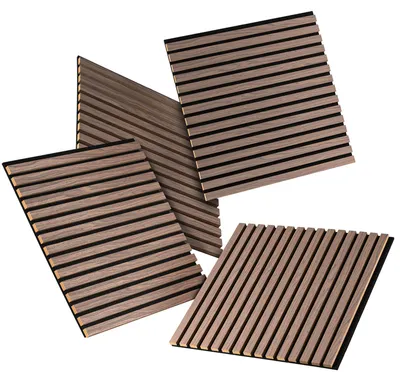 Zdjęcie produktu dla Panele akustyczne HAGEFOL® z drewna, 60x60 cm, zestaw 4 sztuk, kolor: orzech