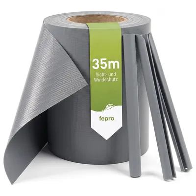 Produktbild von Fepro® PVC Sichtschutzstreifen Zaunfolie Sichtschutz Doppelstabmatten 35m, Grau