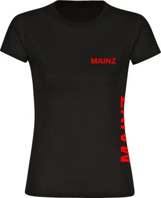 Produktbild von multifanshop Damen T-Shirt - Mainz - Brust & Seite, schwarz, Größe XXL