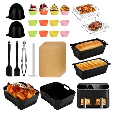 Produktbild von Zubehör für COSORI Dual Basket Heißluftfritteuse 8,5 L, Wiederverwendbares Silikon-Backzubehör