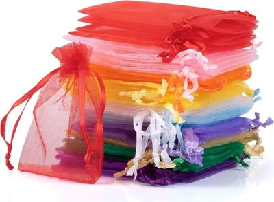 Obrázek produktu pro Balení 100 ks Organzové sáčky 7 x 9 cm Organzové sáčky Svatební sáčky Dárkové sáčky na šperky (barevné 7 x 9 cm)