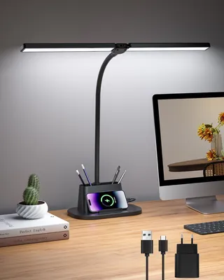 Produktbild von Schreibtischlampe, 25 Modi Doppelkopf Tischlampe, Schreibtischlampe LED