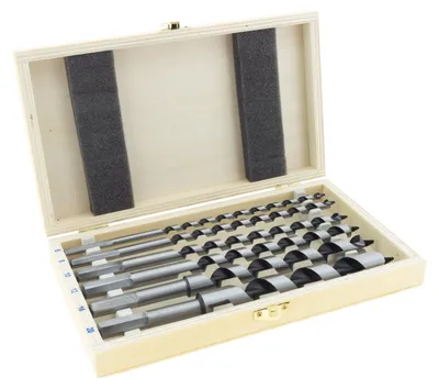 Obrázok produktu pre Sada vrtákov na drevo, 6-dielna, 230 mm, z uhlíkovej ocele, v drevenej škatuľke