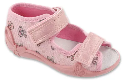 Produktbild von Befado Papi 342P071 Hausschuhe, Sandalen, rosa, mit Lederinnensohle und Hasenmotiv