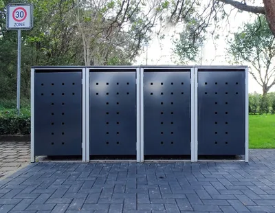 Produktbild von 4 Mülltonnenboxen Modell No.7 Anthrazitgrau für 240 Liter Mülltonnen