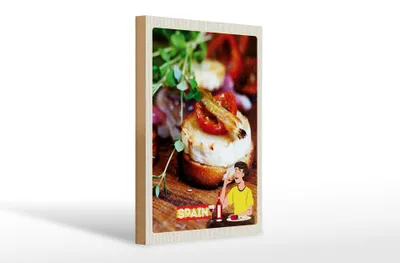 Produktbild von Holzschild Reise 20x30cm Spanien Wein Fleisch Fisch Gerichte