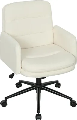 Produktbild von Fahrbarer Bürostuhl mit Stoffbezug, Armlehne, 5 Räder, drehbar, Cremeweiß