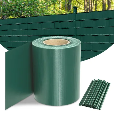 Produktbild von Clanmacy Sichtschutzstreifen PVC Doppelstabmatten Zaun Windschutz 70m x 19 cm Grün