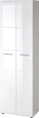 Produktbild von Garderobenschrank "402" in weiss mit 2 Türen und 4 Einlegeböden. Abmessungen (BxHxT) 59x197x37 cm