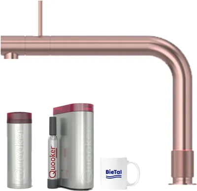Produktbild von Quooker Wasserhahn Front Kupfer Rosé & PRO3 Heißwasser & sprudelndes Wasser CUBE