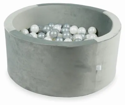 Immagine prodotto di Piscina di palline 300 pezzi 90x40 velluto grigio: perla, argento