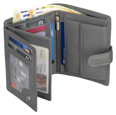 Produktbild von Leder Geldbörse Herren Portemonnaie RFID Hochformat Geldbeutel Echtleder (9902) Grau