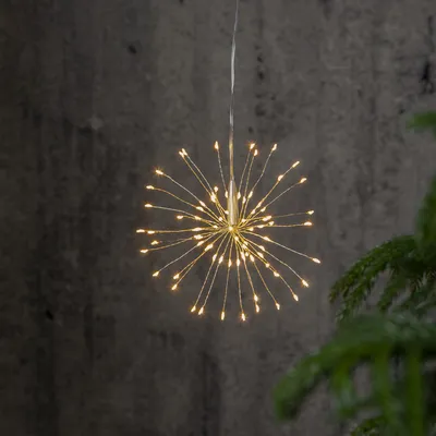 3D LED Stern Feuerwerk - hängend - 80 warmweiße LED - D: 16cm - für Innen - silber