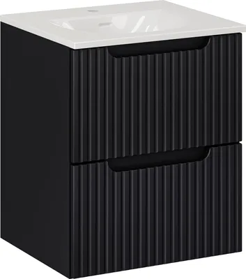 Immagine prodotto di Mobile Bagno 50 Cm Con Lavabo Nero Opaco Scanalato Moderno