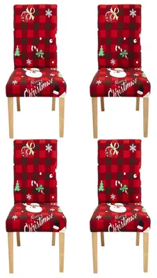 Obrázok produktu pre Poťahy na stoličky, vianočné, červené, sada 4 kusov