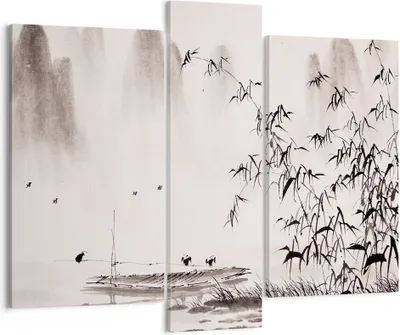 Produktbild von Bild auf Leinwand - Leinwandbild - Bambus schwarz China - 95x80cm - Wand Bild - Wanddeko - Leinwanddruck - Bilder - Kunstdruck - Wanddekoration - Leinwand bilder - Wandkunst - CB95x80-3116