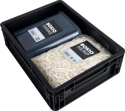 Obrázek produktu pro TOILET UP: Kempinkový zvyšovač sedátka pro oddělené toalety 40 x 30 x 12 cm set s konopným stelivem Shake Eurobox - Perfektní příslušenství pro kempinkové toalety jako zvyšovač sedátka do 38 cm.